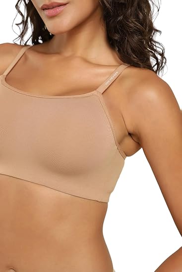 Van Heusen Women’s Seamless Cami Bra – Cotton Elastane, Padded, Wireless with Cross-Back & Fully Adjustable Straps